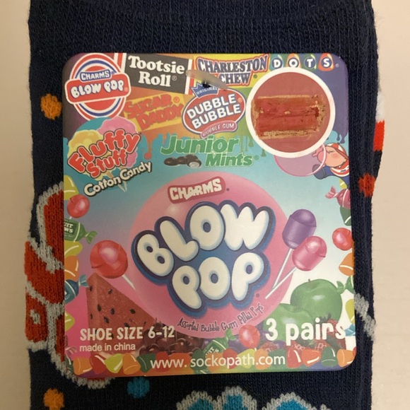 Charms Blow Pop Bubble Gum Candy Sucker Lollipop Ankle Socks Bundle Set - Picture 7 of 15